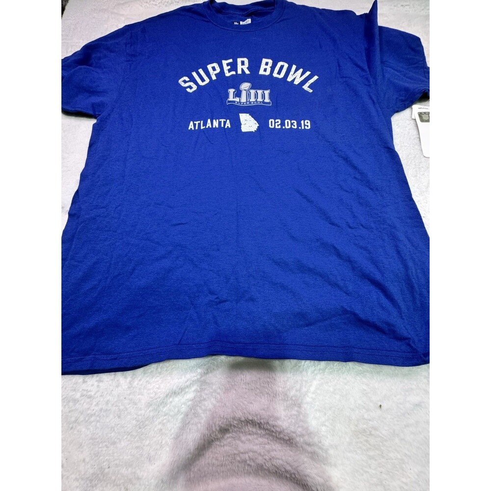 NWT Super Bowl LIII Shirt  Blue Men Atlanta Short Sleeve Tee 2019 Xl NFL Apparel